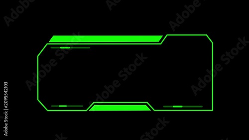 Futuristic hud interface with green neon glowing frame for sci-fi ui digital