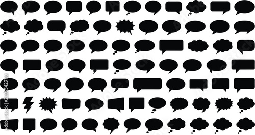 Speech Bubble Icons Silhouette Vector Set Black SVG Clipart Collection for Communication Design