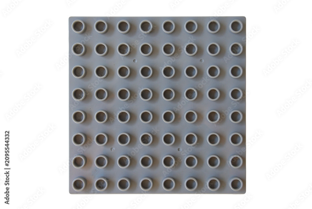 Obraz premium Top view Grey Gray Square lego duplo base plate toy block brick isolated on white