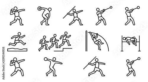 Schilderij op canvas Stick figures in various sports actions.