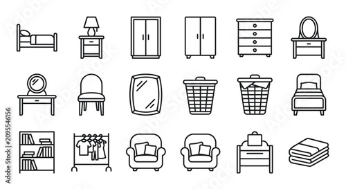 Fotografie Collection of various household furniture icons.