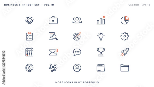 Set of simple business and startup line icons for web and mobile design