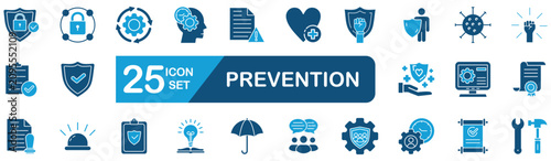 Tableau sur toile Prevention Web Icon Set in Blue style Flat