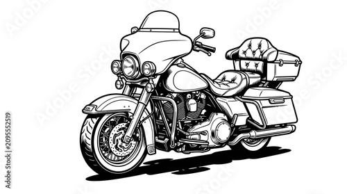Cuadro en lienzo Modern touring motorcycle bagger style illustration