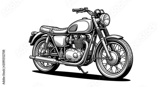 Schilderij op canvas Retro cafe racer motorcycle line drawing.