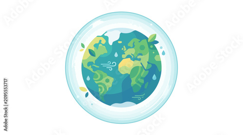 Planet Earth inside a protective bubble representing environmental conservation and ecology