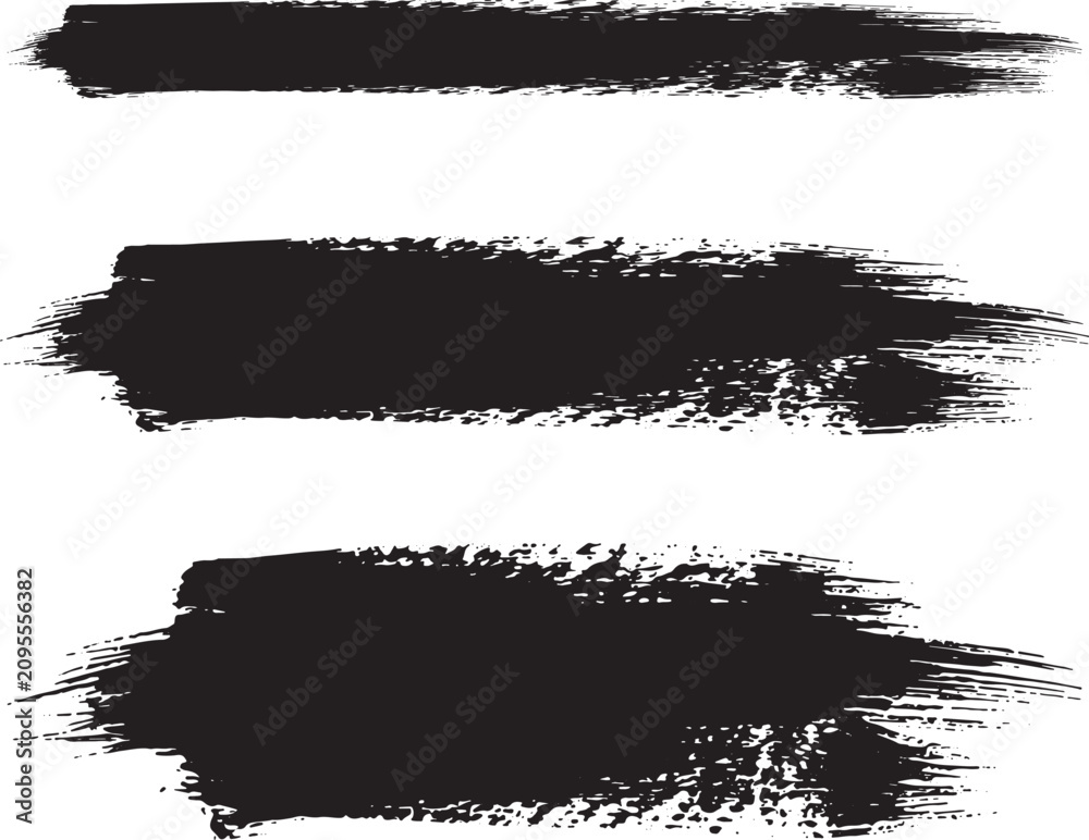 Fototapeta premium Dynamic black ink brush strokes for artistic use, Brush Strokes in Black Ink for Creative Projects