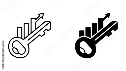 Key to Success: A stylized graphic illustrating a key intertwined with a rising bar graph, symbolizing growth, opportunity, and unlocking potential.
