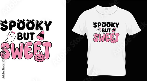 Foto Spooky but sweet t shirt design halloween t shirt funny ghost t shirt pink and b