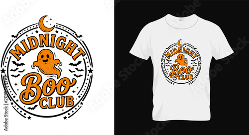 Bild auf Leinwand Halloween t shirt design midnight boo club graphic for spooky season apparel fes
