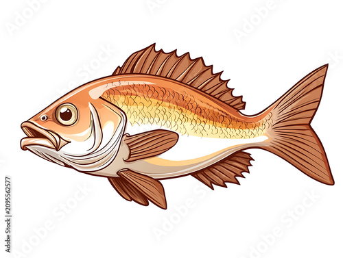Colorful Fish Illustration Isolated on White Background