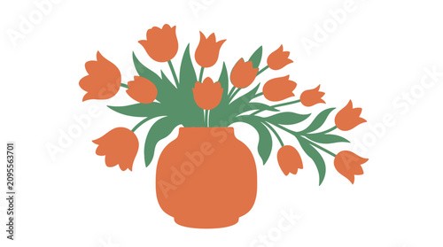 Vibrant orange tulips arranged beautifully in a matching vase indoors