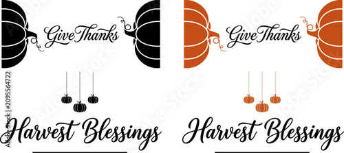 Foto Autumn harvest blessings with pumpkins and seasonal greetings in warm orange and