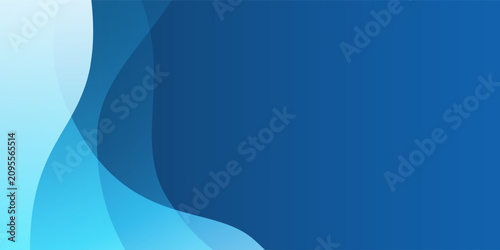 Modern abstract background, design template with translucent blue waves flowing vertically the left half of the image, leaving clean dark blue space on the right for text or creative use.