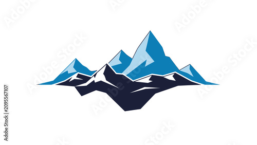 Geometric mountain range with dark blue base and light blue peaks