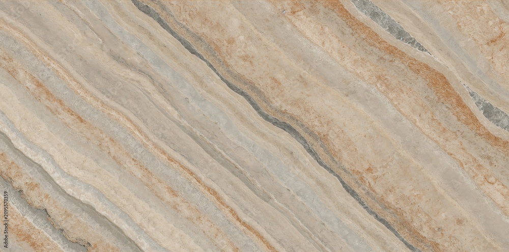 Obraz premium Textured brown and grey marble stone with striated pattern background material interior architecture abstract