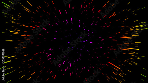 Quadro su tela Futuristic Hyperspace Jump Illustration with Vibrant Multicolored Light Trails