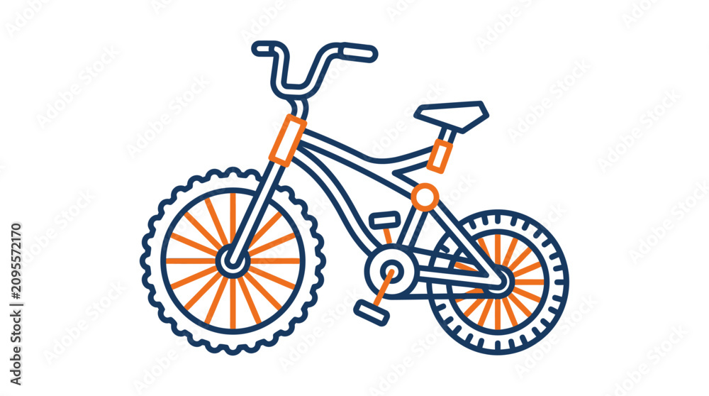 Obraz premium Mountain Bike Cycling Icon in Blue and Orange