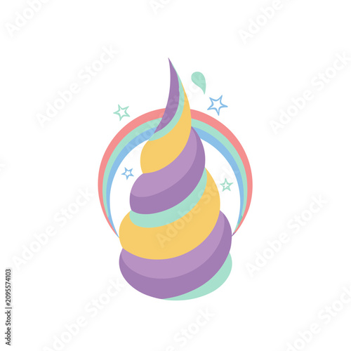Unicorn Horn with Rainbow and Stars