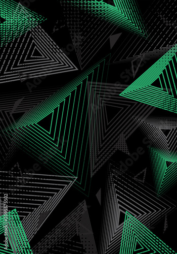Abstract Neon Green and Charcoal Grey Geometric Triangle Pattern Background for Sports Jersey and Sublimation Design