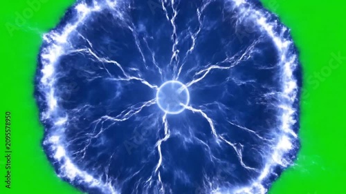 Electric Blue Plasma Energy Circle Isolated on Green