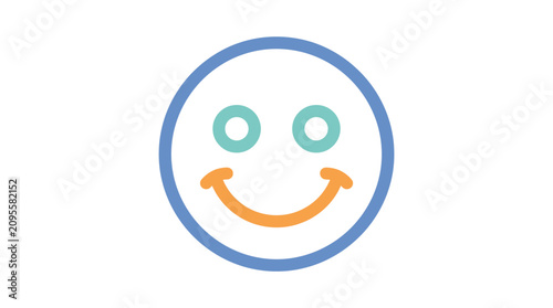 A simple minimalist graphic illustration of a happy smiling face icon