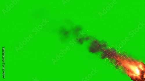 Green screen rocket fire explosion effect