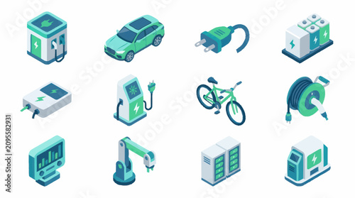 Isometric Technology and Industry Icons Collection.