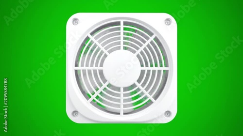 Square white air vent on green background
