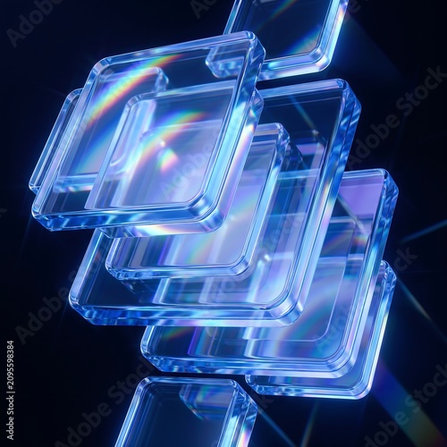 Abstract glass rectangles with rainbow light refraction rectangle refraction translucent abstract