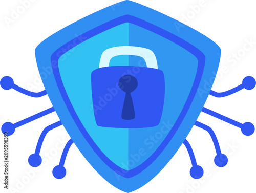 Fotografie Digital Security Shield with Padlock Icon Representing Data Protection