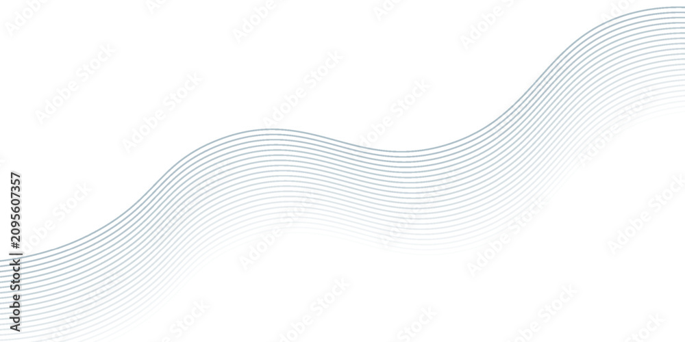 Fototapeta premium Abstract smooth blue waves on white background.Vector illustration.