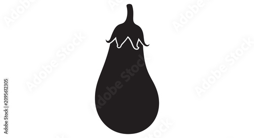 Slika na platnu Black silhouette of a pear fruit with stem and calyx isolated on white backgroun