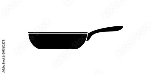 Cuadro en lienzo Black silhouette of a cast iron pan, isolated on a white background