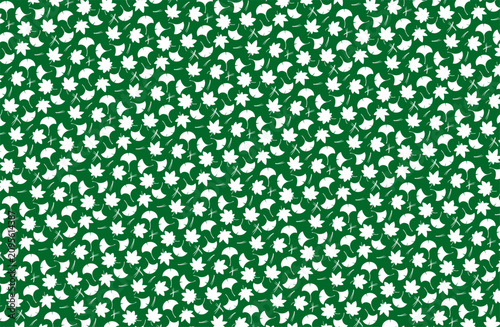 Autumn Japanese Fuki‑yose Pattern with Maple, Ginkgo, and Pine Leaves (Green)