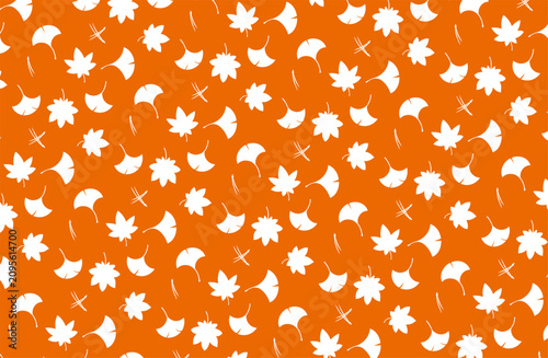 Autumn Japanese Fuki‑yose Pattern with Maple, Ginkgo, and Pine Leaves (Orange / Large)
