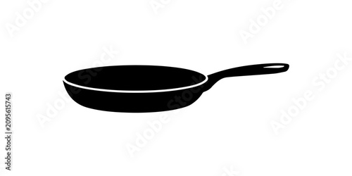 Cuadro en lienzo Black silhouette of a cast iron pan, isolated on a white background