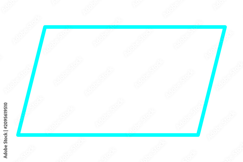 Fotografie Minimalist cyan slanted rectangle frame on transparent background