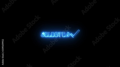Neon blue text animation showing selected sign glowing against dark black background light.