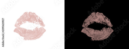 Glowing Pink Red Rounded Lipstick Kiss Print Mark on White and Black Dual Background