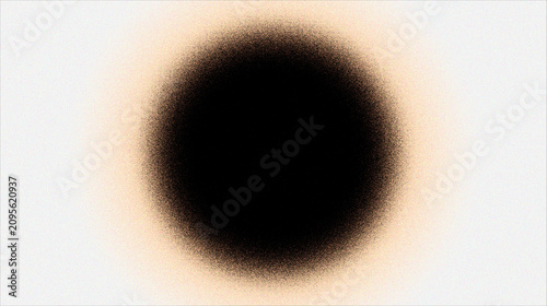 Konstfotografi A minimalist abstract design featuring a solid black circle surrounded by a soft, diffused, and grainy textured halo, isolated on a clean white background