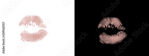Glowing Red Pink Closed Lip Lipstick Kiss Print Mark Dual Background