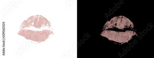 Glowing Red Pink Lipstick Kiss Print Mark Romantic Impression on White and Black Dual Background