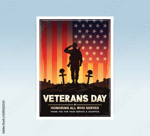 Veterans Day Tribute Flyer Honouring Military Service and Sacrifice in USA