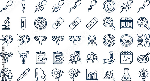Foto Human Fertility and Reproductive Medicine Line Icon Set for In Vitro Fertilizati