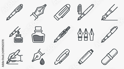 Принти на полотні Industrial Style Black and White Line Drawing Set of Classic Writing Instruments