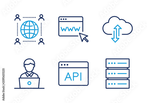 фотографія Internet Networking and Web Services thin line icon set
