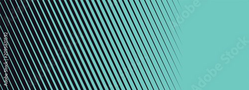 Obraz na plátně Diagonal linear halftone pattern with turquoise and black coloration a modern ab