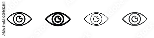 Foto A set of four minimalist eye symbols presented in a horizontal line, varying in