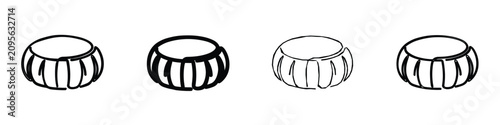 Fotografie A collection of four minimalist drawings depicting a small, open-top vessel with